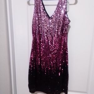 Sequin Cocktail Dress PrettyGuide Periwinkle/Fuchsia/Dark Purple Medium Size